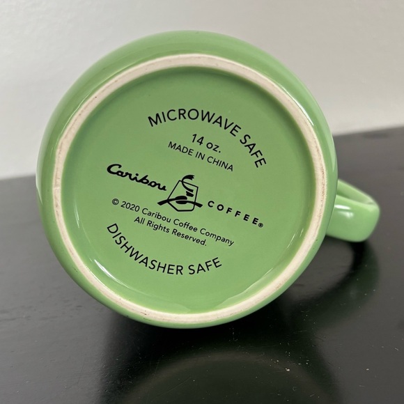 2020 Caribou Coffee Mug 14 oz Gather  Around The Campfire Mocha Green Speckled - Picture 4 of 8